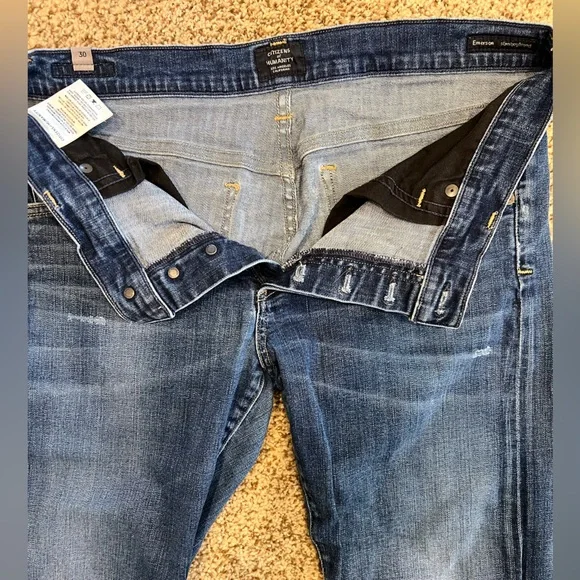 Citizens of Humanity Emerson Slim Boyfriend dark blue distressed jeans size 30 - Picture 6 of 15